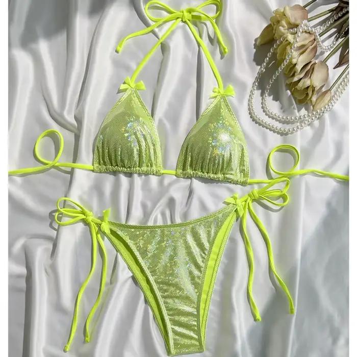 Paillettes Sexy Bikinis 2026 femmes maillots de bain femme maillot