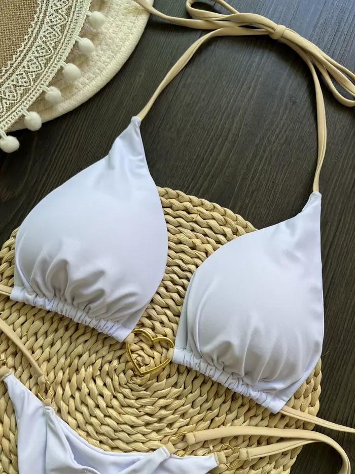 Femmes deux pièces maillot de bain Sexy Bikini blanc maillots