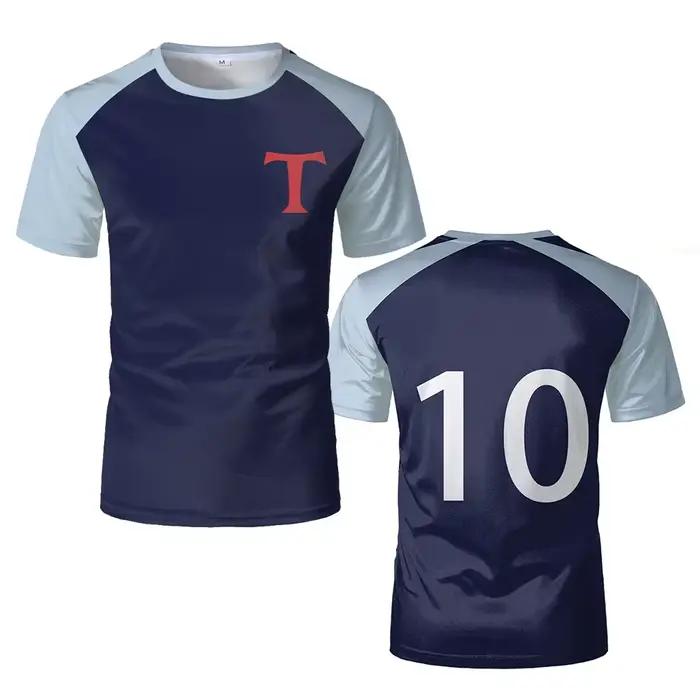 LENDERS 10 T-shirt de sport pour homme, imprimé en 3D, respirant et anti-transpiration, maillot de football streetwear