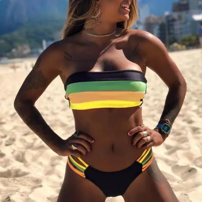 Maillot de bain tube à lacets pour femmes