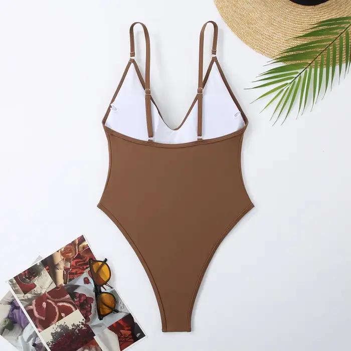 Sexy solide une pièce maillot de bain femmes été 2025 nouveau Style Simple maillots