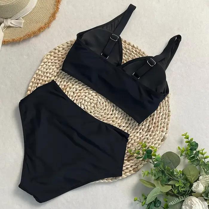 Maillot de bain féminin bikini ensemble de plage taille haute avec rembourrage nylon élasthanne pour femmes ocasions plage piscine spa et croisière