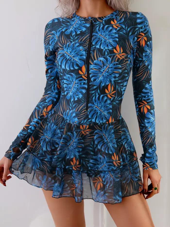 Maillot de bain une pièce imprimé feuilles