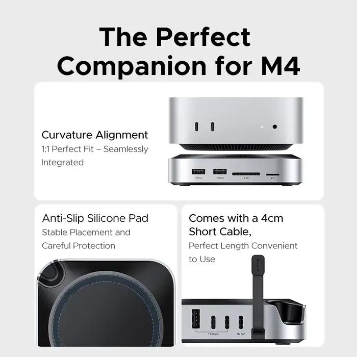 Station d'accueil USB UGREEN pour Mac Mini M4 Pro, SSD M.2 NVMe 8 To max, ports USB-A et C 10 Gbps, SD et TF 170 Mo/s, hub USB