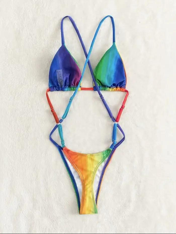 Sexy évider une pièce maillot de bain 2025 nouveau dégradé de couleur maillots