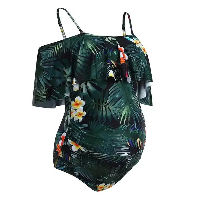 Maillot de bain une pièce confortable pour femmes enceintes en nylon et élasthanne, avec bretelles réglables, pour nager, plage ou usage intérieur