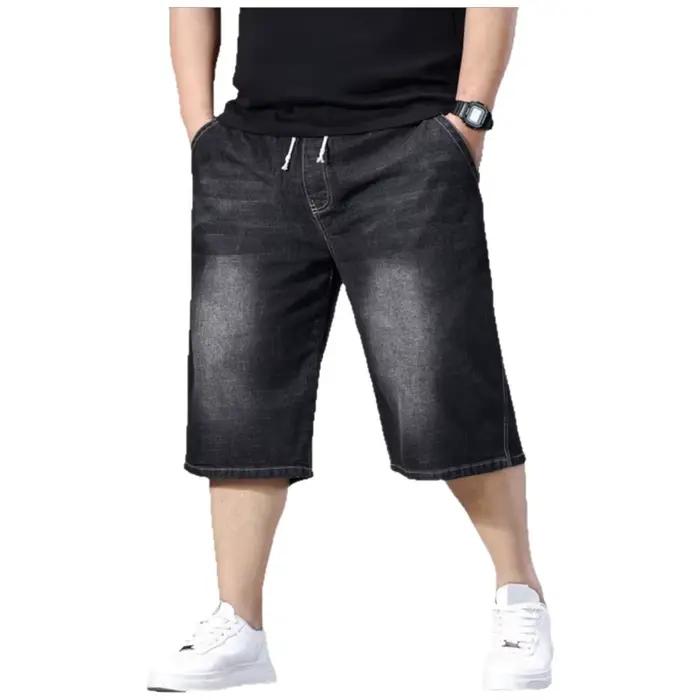 Shorts en jean pour hommes grande taille, décontractés, élastiques, mode estivale, taille mi-haute, polyvalents, en coton, coupe ample et confortable