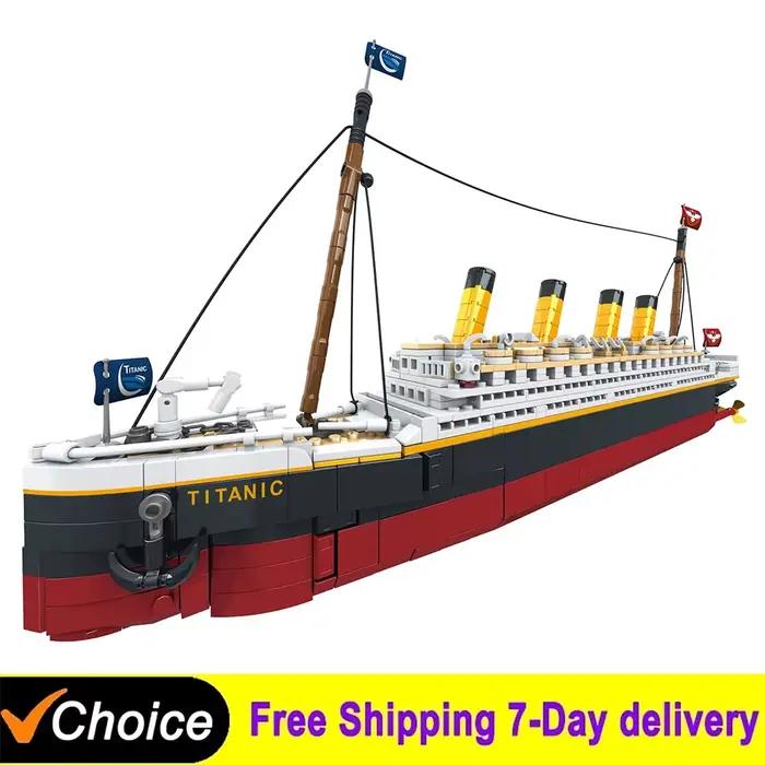 1507 pièces nouveau modèle créatif Titanic à grande échelle ensemble de blocs de construction, défi adulte énorme modèle de bateau de croisière Titanic jouets de construction