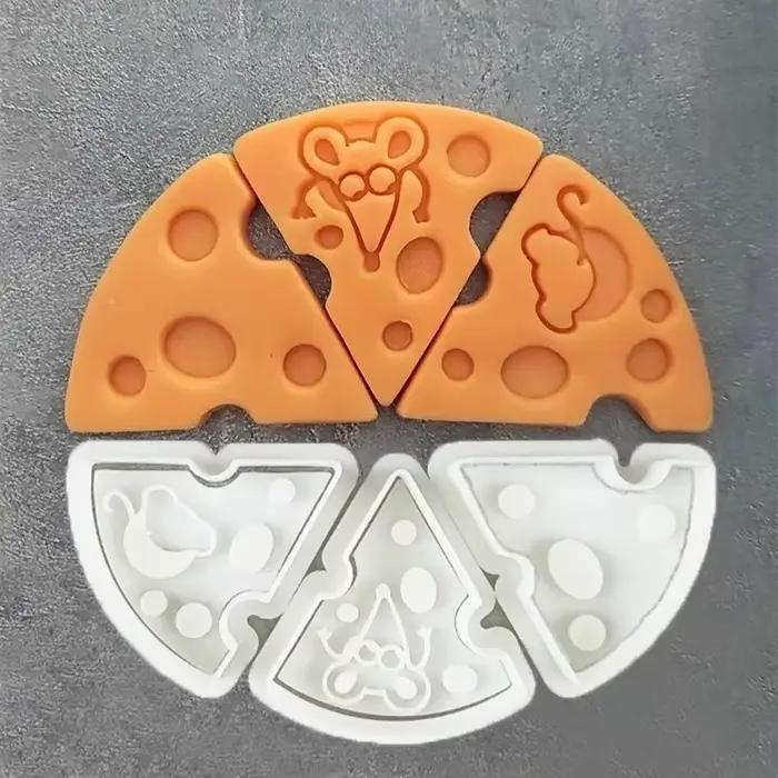 Emporte-pièces en forme de souris et de fromage, animaux de dessin animé, moules à Biscuits, timbres 3D PLA, Fondant, gaufrage, outils de cuisson