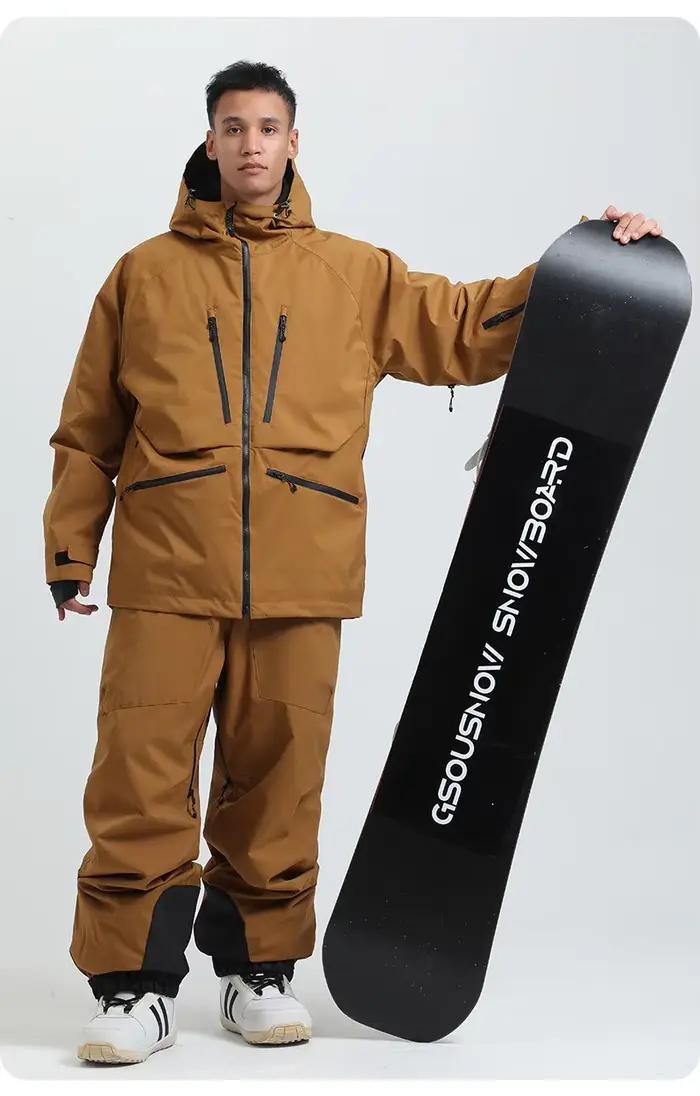 2025 GSOU SNOW tenue de ski pour hommes Sports de plein air d'hiver Double planche chaud respirant imperméable coupe-vent ensemble de Snowboard