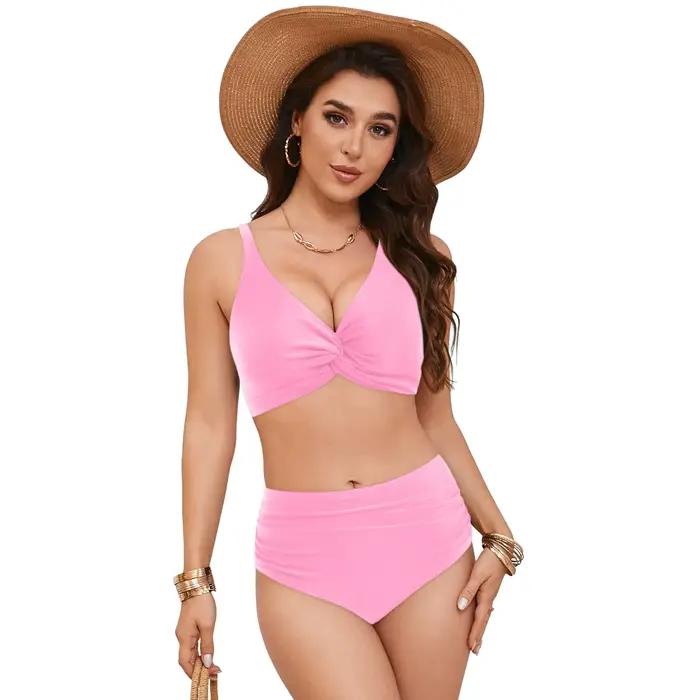 Ensemble Bikini Taille Haute Femme Style Élégant Pour Contrôle du Ventre Plage Piscine Activités Aquatiques Occasions Spéciales