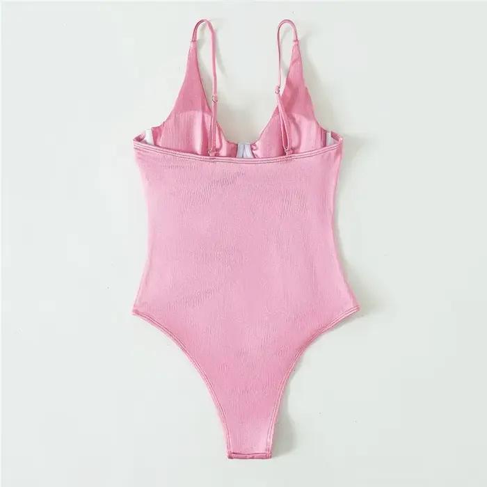Sexy rose Push Up maillots de bain pour femmes une pièce maillot