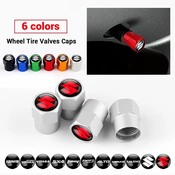 Bouchons de Valve de pneu de roue en aluminium, 4 pièces, étui de tige pour Suzuki Grand Vitara Sx4 Swift Alto Jimny, accessoires