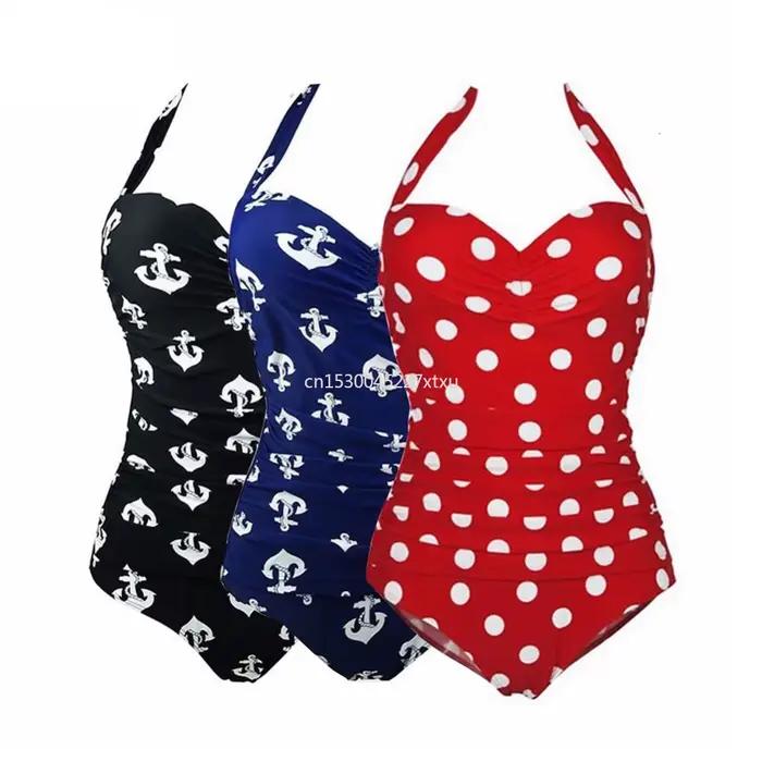 Grande taille une pièce Maillot De Bain rétro Dot maillots
