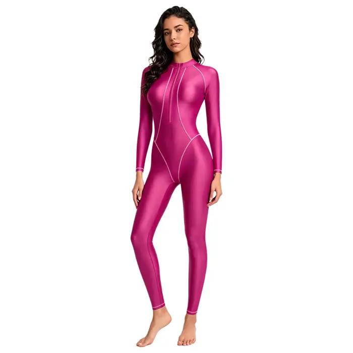 Combinaison de bain intégrale brillante pour femme