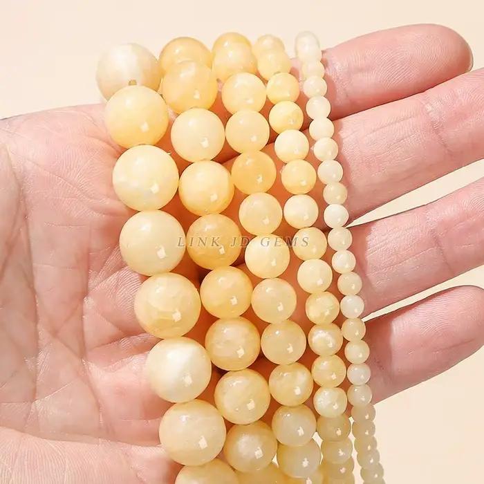 Pierre de jaspe de Jade jaune naturelle 3A, perles rondes en vrac 15 pouces, brin 4 6 8 10 12MM, taille au choix pour la fabrication de bijoux, accessoires faits à la main