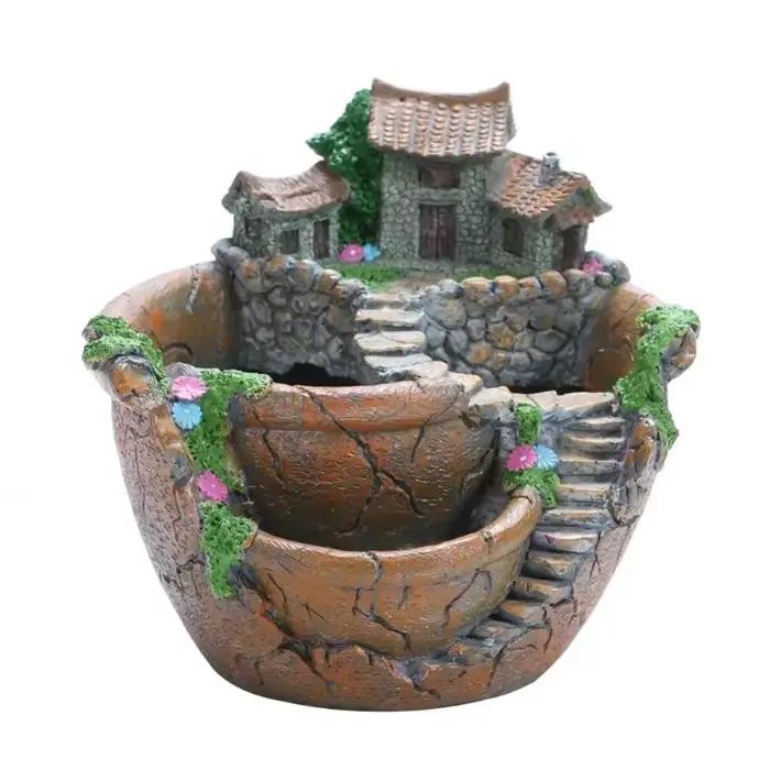 Pot de fleurs en résine pour plantes succulentes, support de bureau, décoration de jardin de maison, porte-plantes