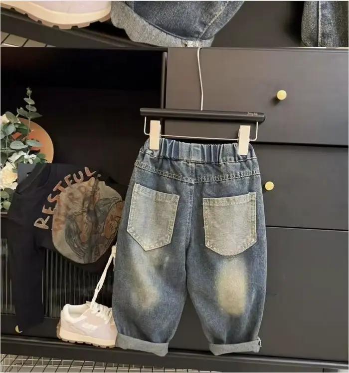 Jeans droits décontractés pour enfants, pantalons pour garçons et filles, vêtements d'extérieur pour bébé, beau, printemps, automne