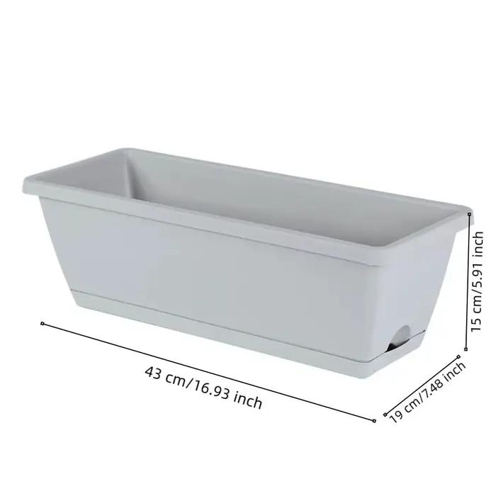 Lot de 3 pots de culture rectangulaires en résine avec grand trou de drainage, plateau intégré, respirants et auto-arrosants pour légumes et fleurs