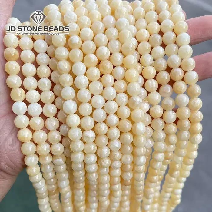 Pierre de jaspe de Jade jaune naturelle 3A, perles rondes en vrac 15 pouces, brin 4 6 8 10 12MM, taille au choix pour la fabrication de bijoux, accessoires faits à la main