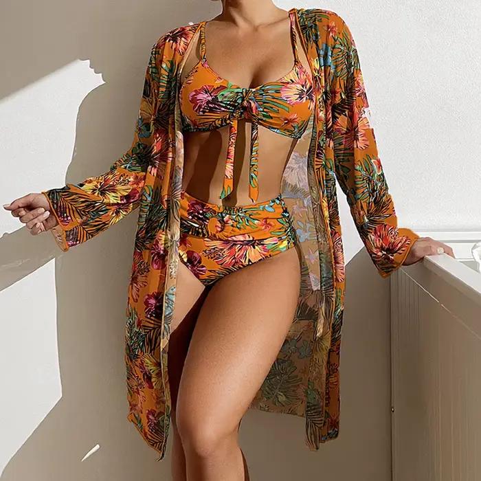 Maillot de bain en maille à imprimé floral pour femmes