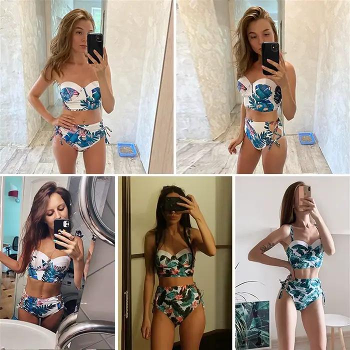 Taille haute Bikini ensemble 2025 mujer Push Up bandeau maillot de bain