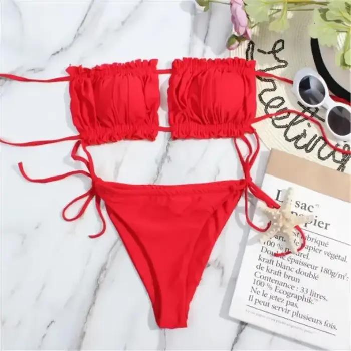 Maillot de bain plissé pour femmes