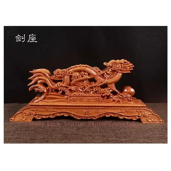 Outil géomantique haut de gamme, accueil boutique entreprise exorcisise mauvais esprits bonne chance FENG SHUI Dragon Royal sculpture talisman en bois de pêche