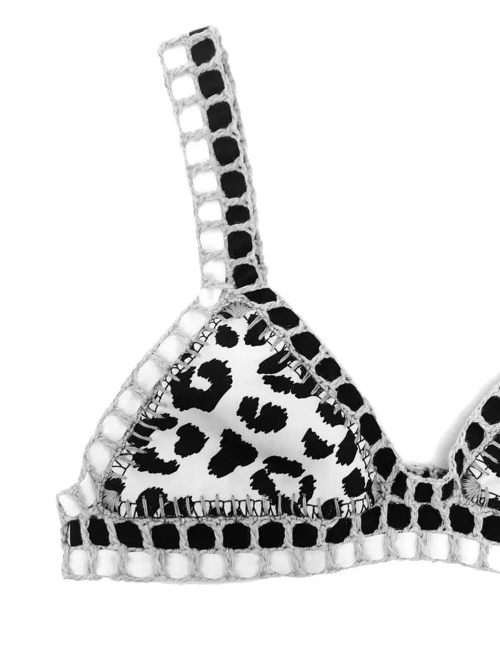 Reversible imprimé léopard Crochet Bikini ensemble String noir Bikinis Maillot De Bain Femme luxe Maillot De Bain brésilien Maillot De Bain