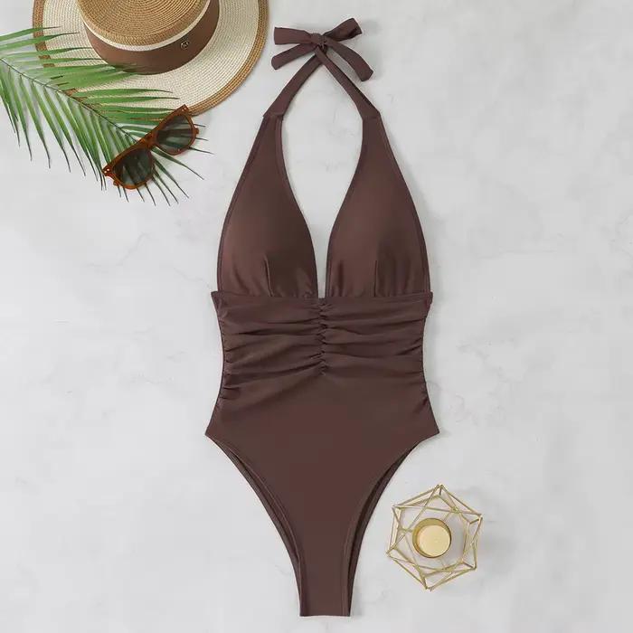 Nouveau Maillot de Bain Une Pièce Femme 2026 – Col V Amincissant