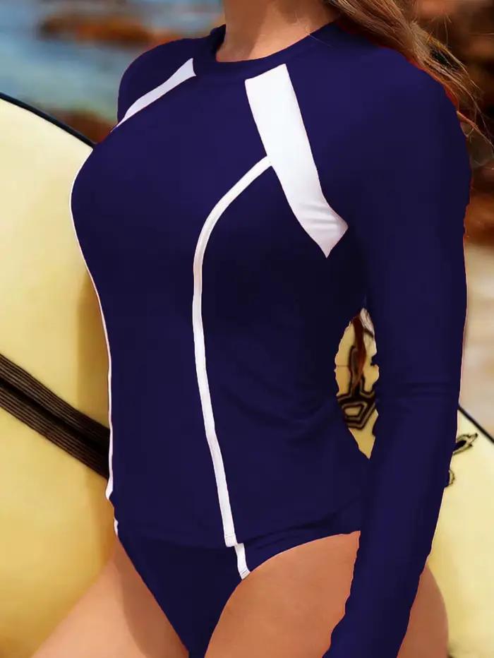 Maillot de bain slim à manches longues 2 pièces pour femme 2026 – Tenue