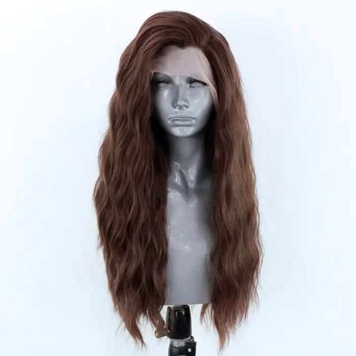 AIMEYA perruque Lace Front Wig synthétique longue ondulée perruque de cheveux bruns synthétiques perruques de dentelle pour les femmes naissance des cheveux naturelle Cosplay perruques frontales