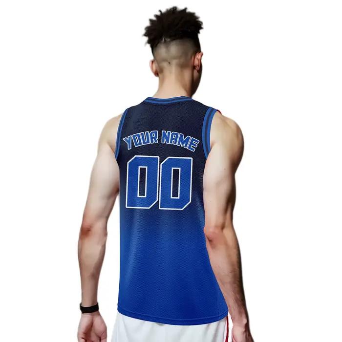 Maillot de Basket-ball Personnalisé Bleu Dégradé, Imprimé avec Nom, Numéro, Logo, Chemise d'Équipe pour Hommes, Femmes, Jeunes Enfants, Cadeau GérGift