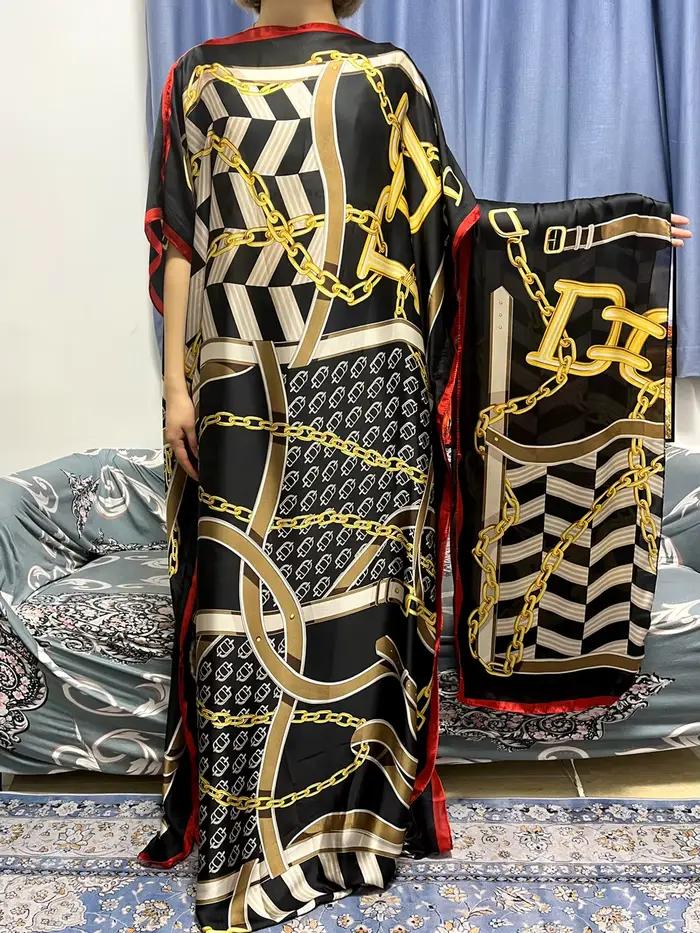 Abayas pour femmes dubaï caftan 2023 africain Islam soie douce imprimé robes amples élégant musulman longue Femme Robe avec Hijab écharpe