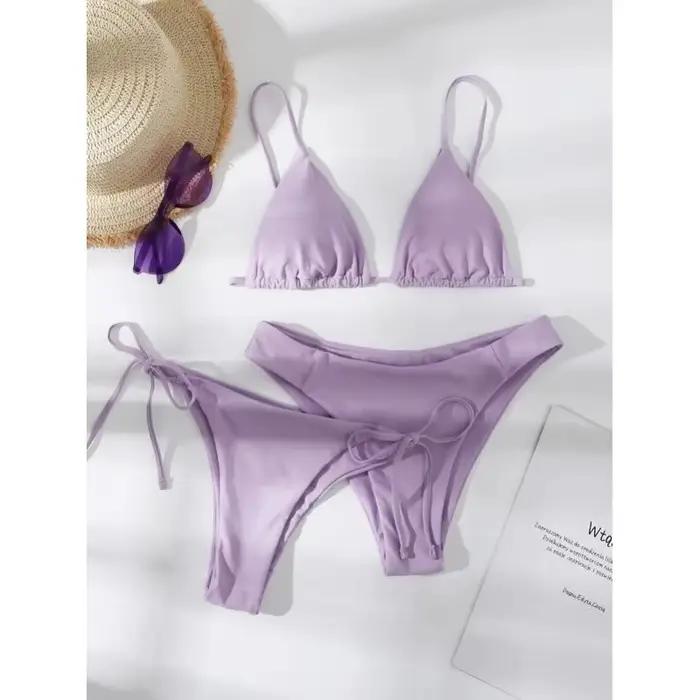 À la mode deux pièces Bikini maillot de bain ensemble avec Options de couleur unie