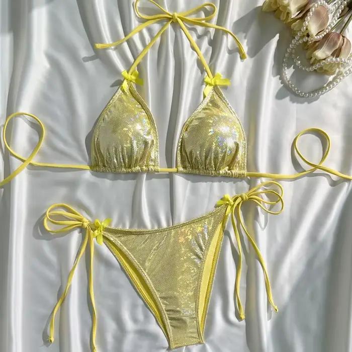 Paillettes Sexy Bikinis 2026 femmes maillots de bain femme maillot