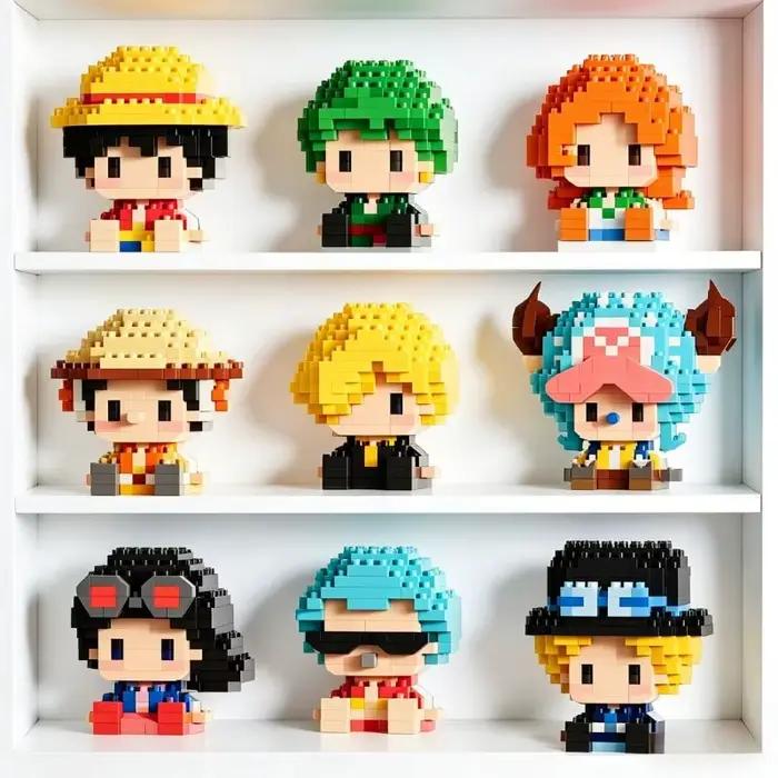 Figurines de construction en micro-blocs ONE PIECE Sun God Nika Luffy, Chopper, Ace, Buggy, modèle 3D anime, mini briques, jouets pour cadeau
