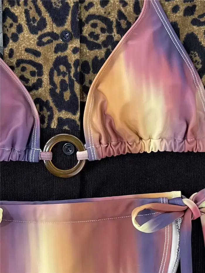 Femmes Sexy Bikini imprimé maillot de bain féminin Bikinis ensemble maillots de bain été maillots de bain femme licou Trikini maillot de bain livraison directe