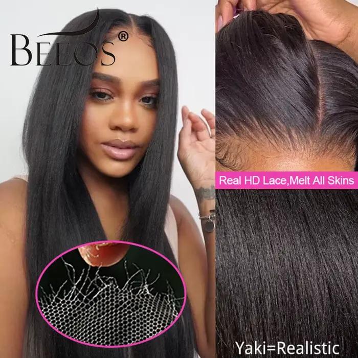 Yaki Straight Invisi-Proximity Wstring 360 HD Lace Frmetals Human Hair Wigs, Glueless Lace Front Wig, 250% Density, Natural document 32 amaran
