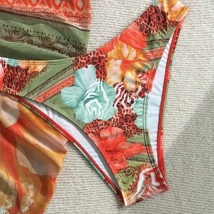 Maillot de bain imprimé fleur Orange