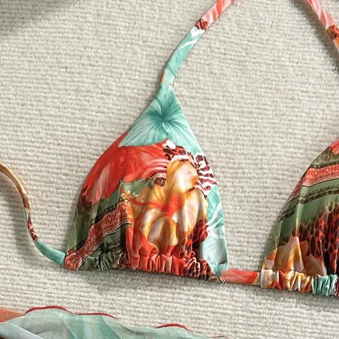 Maillot de bain imprimé fleur Orange