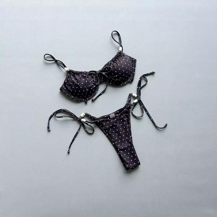 Nouveau maillot de bain sexy marron à lacets au dos