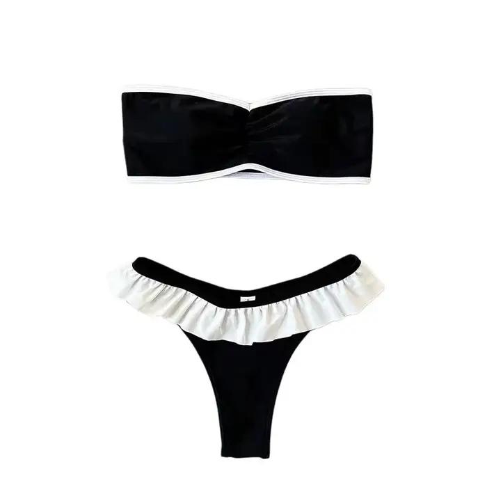 Maillot de bain deux pièces sans bretelles pour femme