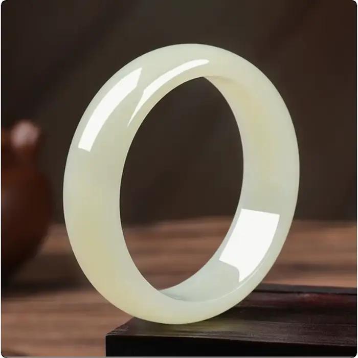 Bracelet en Jade Hetian pour femmes, en cachemire blanc, véritable, naturel, bleu et blanc, bijoux pour femmes