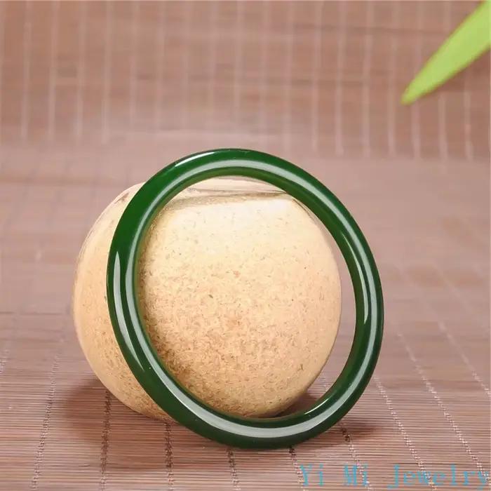 Bracelet rond en Jade vert 54-66mm, bijoux à breloques chinois, accessoires de mode sculptés à la main pour hommes et femmes, amulette porte-bonheur, cadeaux