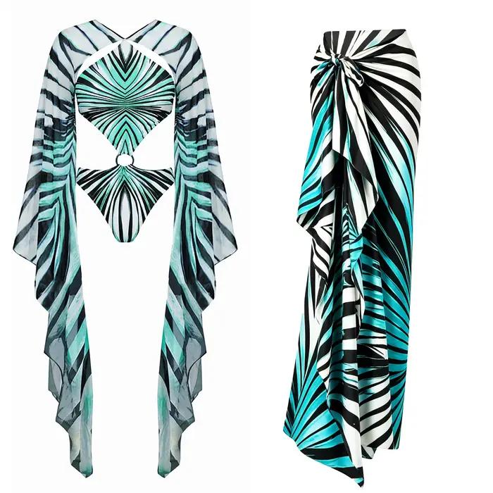Maillot de bain une pièce print pour femmes occassions plage fête bain de soleil triangle haut elasthanne polyester