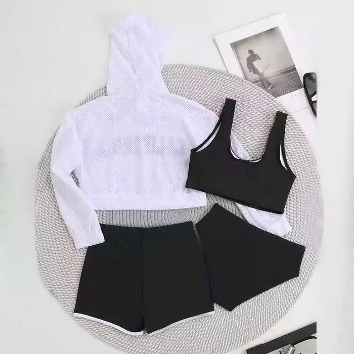 Maillot de bain sportif 4 pièces pour filles 2026 – Hauts et shorts de bikini pour enfants – Tenue