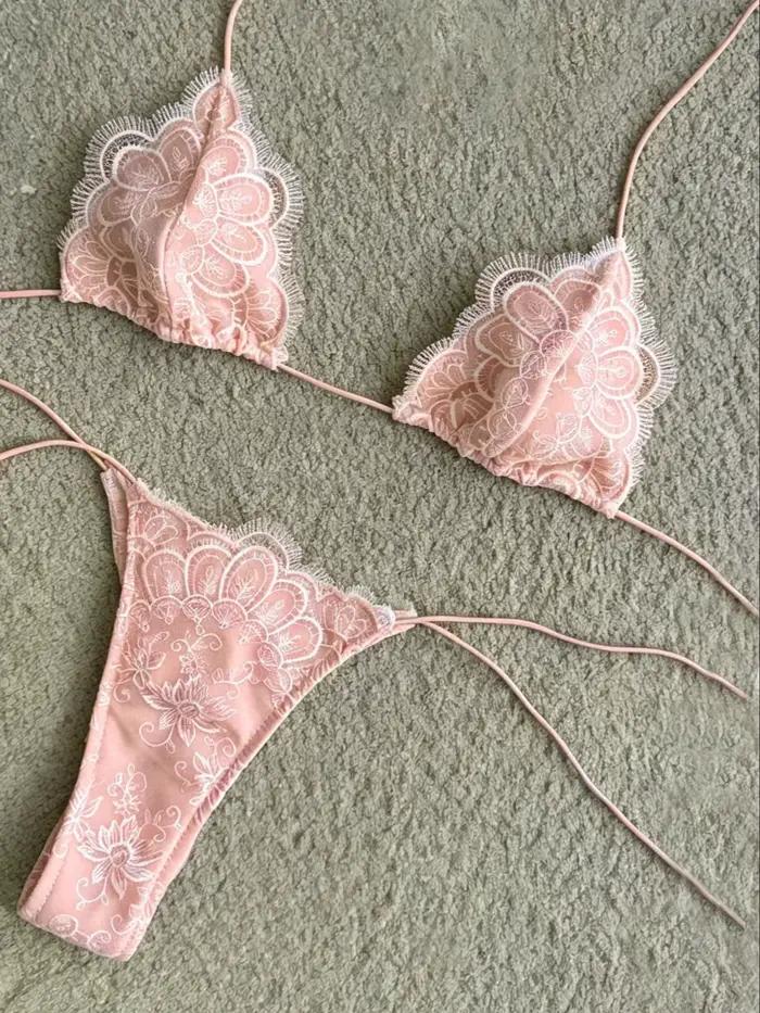 Maillot de bain bikini en dentelle deux pièces pour femme