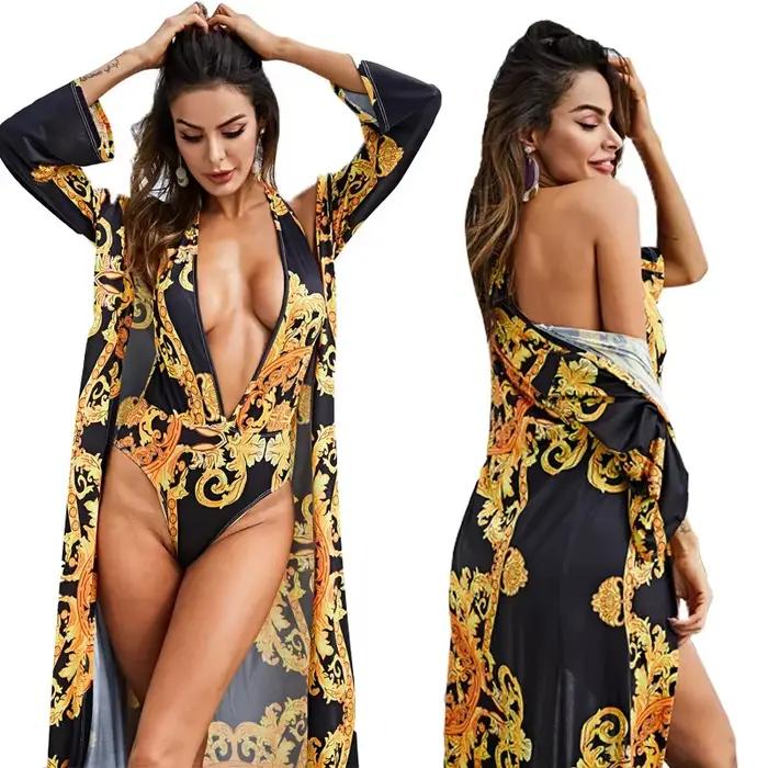 Ensemble 2 pièces 1 kimono + 1 maillot de bain pour femme