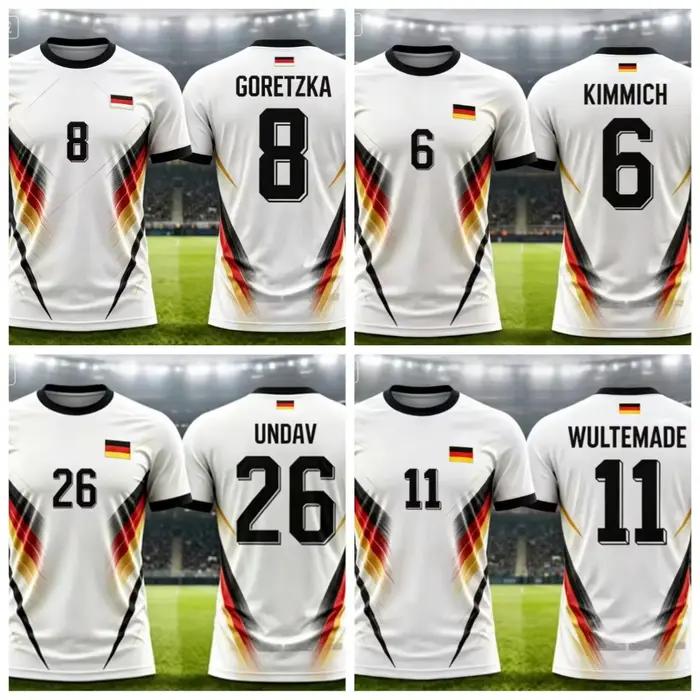 Maillot de football commémoratif Allemagne 2026 – T-shirt de football respirant pour l'été – Hommes, Femmes, Enfants – Fan – Numéros 17, 9, 1, 11, 26, 8, 6, 42